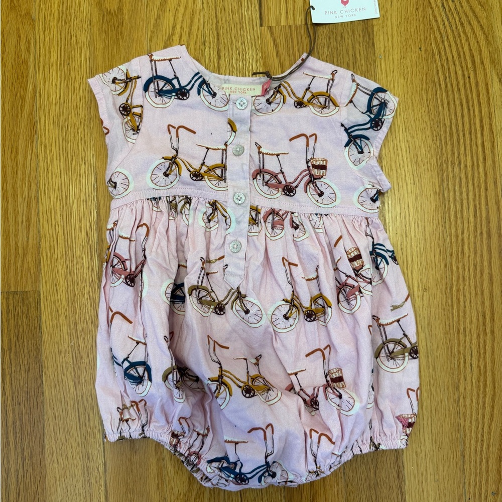 NWT Pink Chicken Winnie Bubble Romper- 18-24mo Bicycles